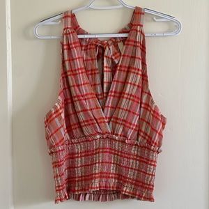 Pilcro @ Anthropologie plaid cropped tank blouse